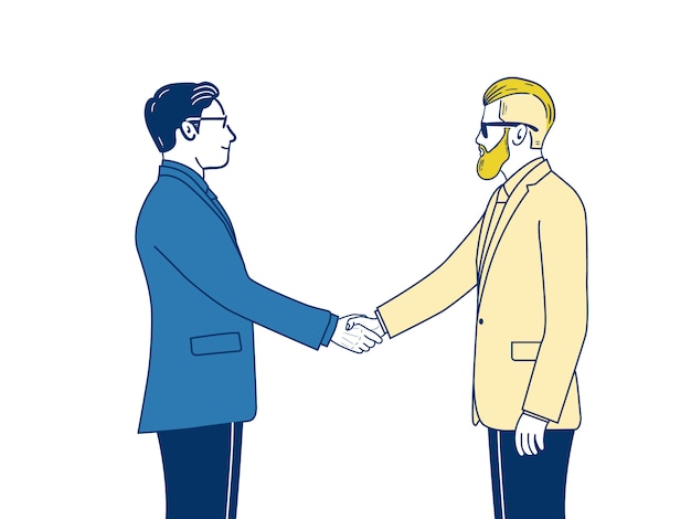 Two businessman shaking hands by agreement.