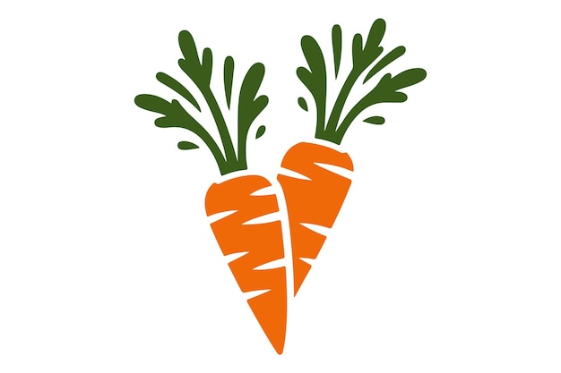 Vector two carrots with green tops that say carrots