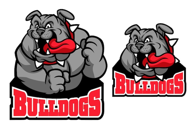 Vector two cartoon characters with red letters that say pugs