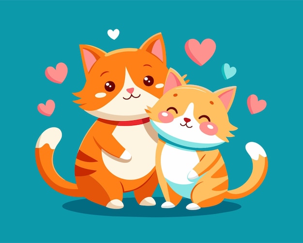 Vector two cats are hugging and one has the words love on it