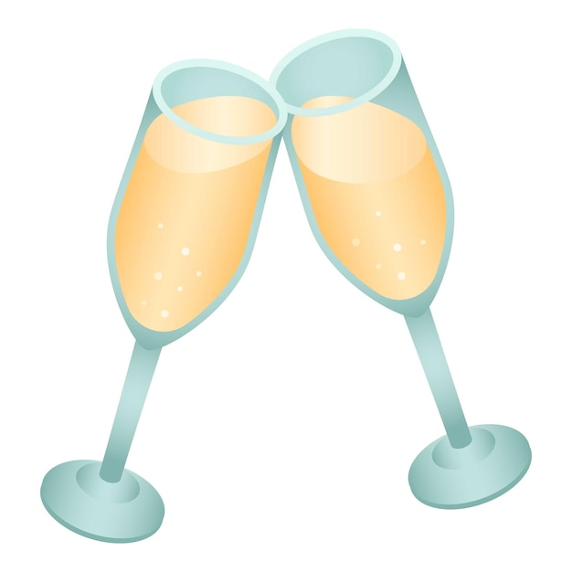 Vector two champagne glasses icon isometric of two champagne glasses vector icon for web design isolated on white background