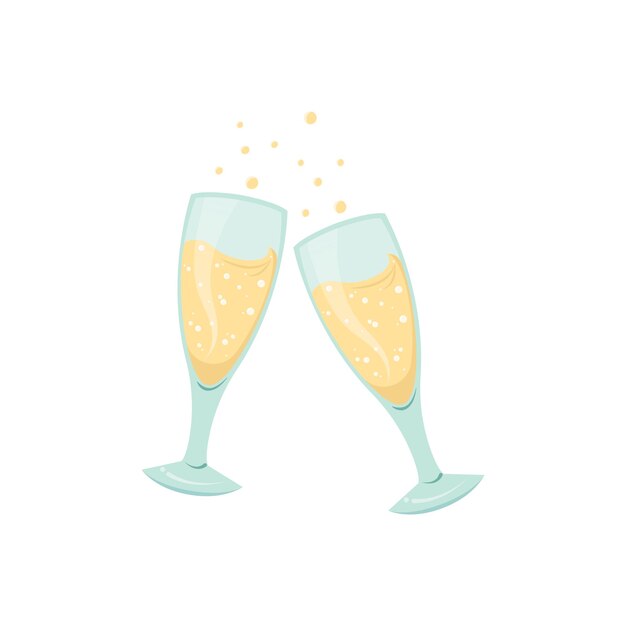 Two Champagne Glasses Toasting vector illustration isolated graphic