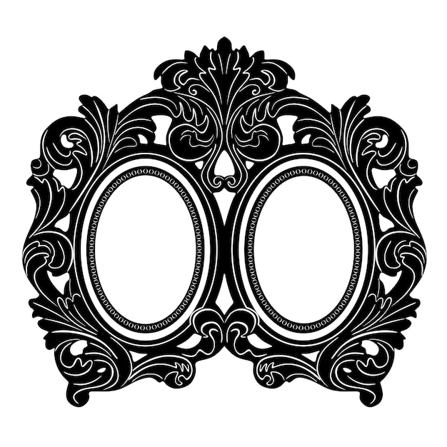 Two circle frame baroque style handmade silhouette