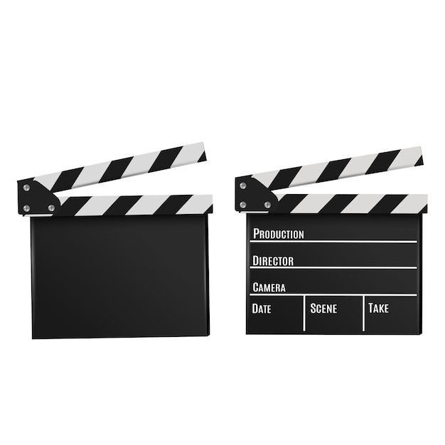 Vector two clapperboards one blank and one with labeled sections for production details vector