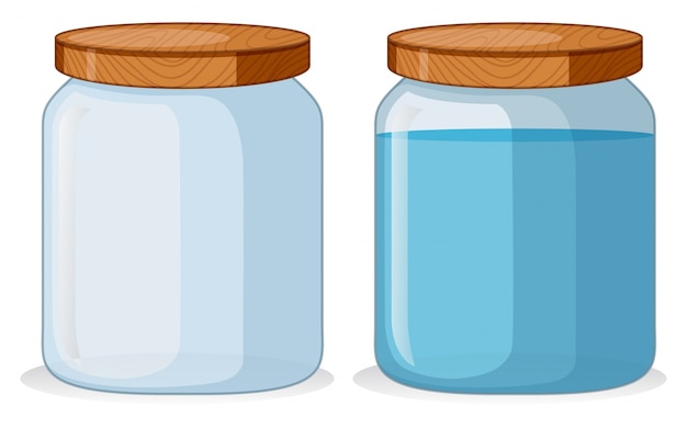 Two containers with and without water