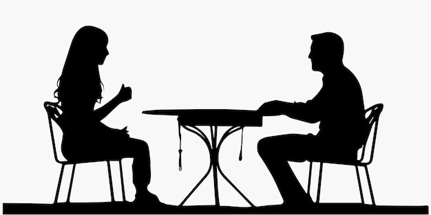 Two Couple Discussion Silhouette vector illustration