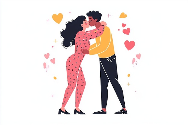 Vector two couples in love illustration