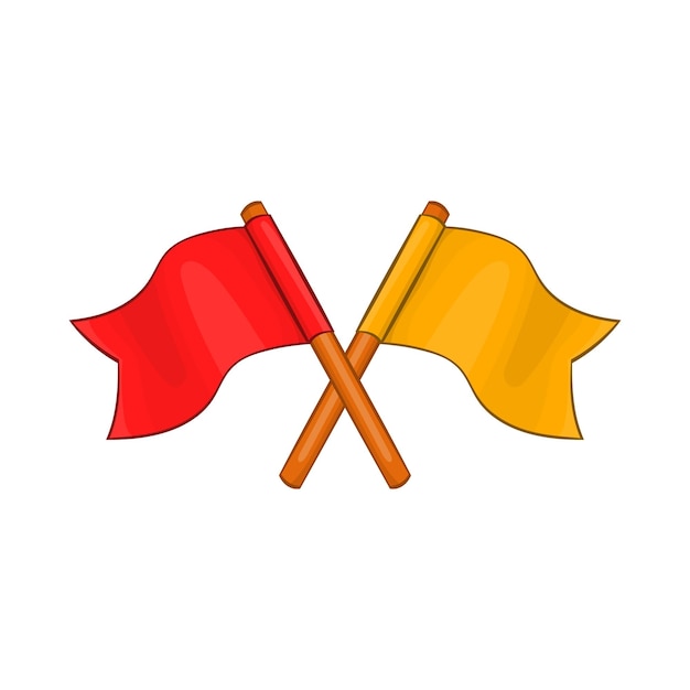 Two crossed flags icon in cartoon style on a white background