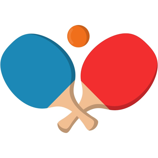 Two crossed ping pong rackets flat icon illustration isolated on white background