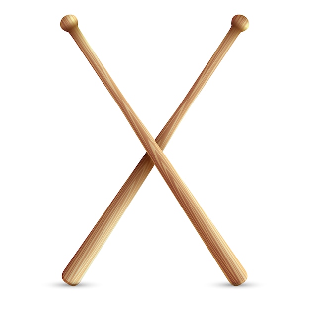 Two crossed wooden baseball bats. 