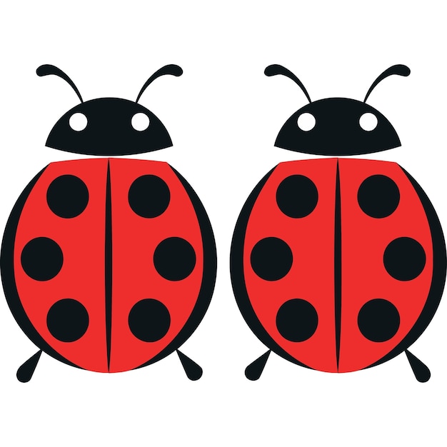 Vector two cute cartoon ladybugs perfect for childrens books websites and educational materials