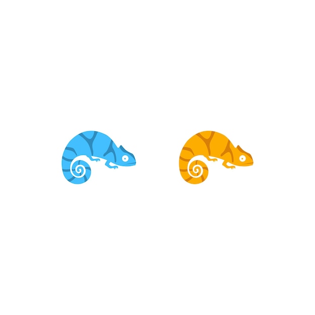 two different colored chameleon Vector