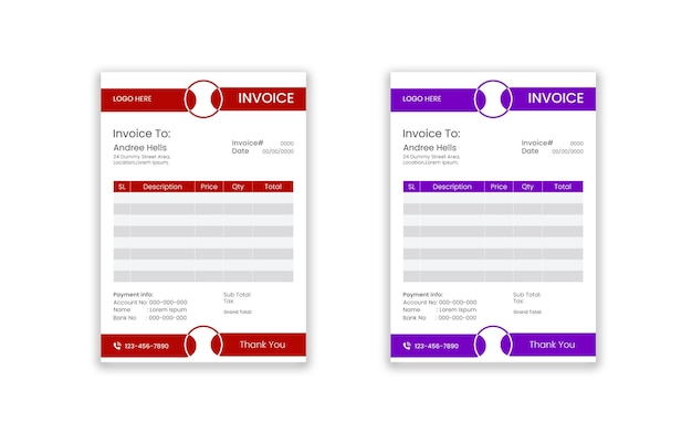 Two different Modern templates for invoice