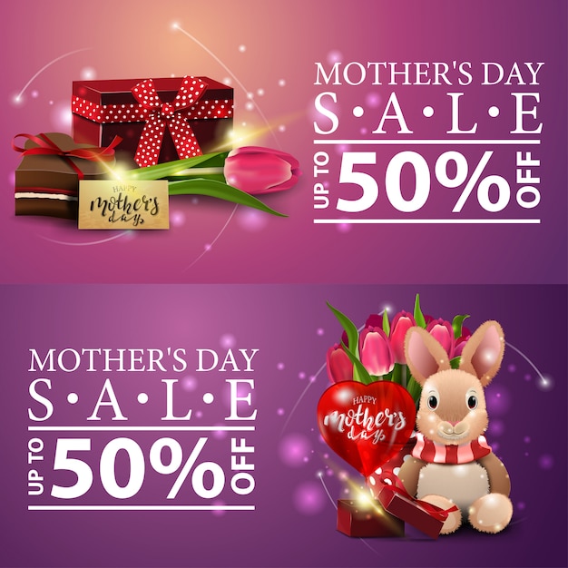 Two discount modern banners for mother's day