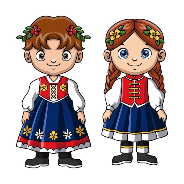 Vector two dolls of a girl and a girl with a bow in their hair