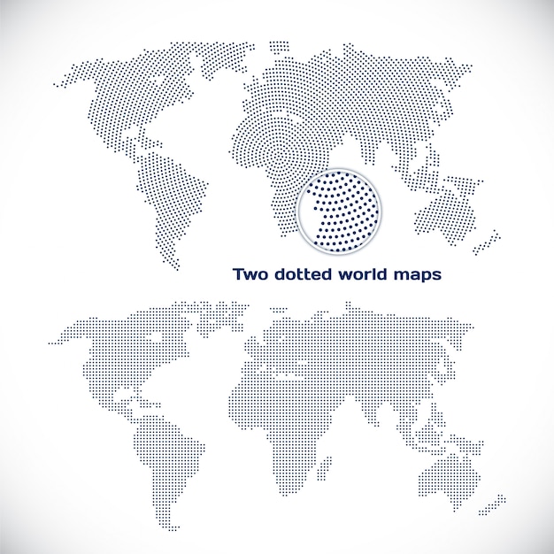 Two dotted world maps