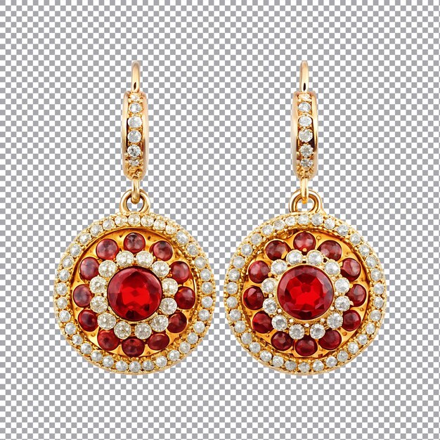 Vector two earrings with diamonds on a transparent background