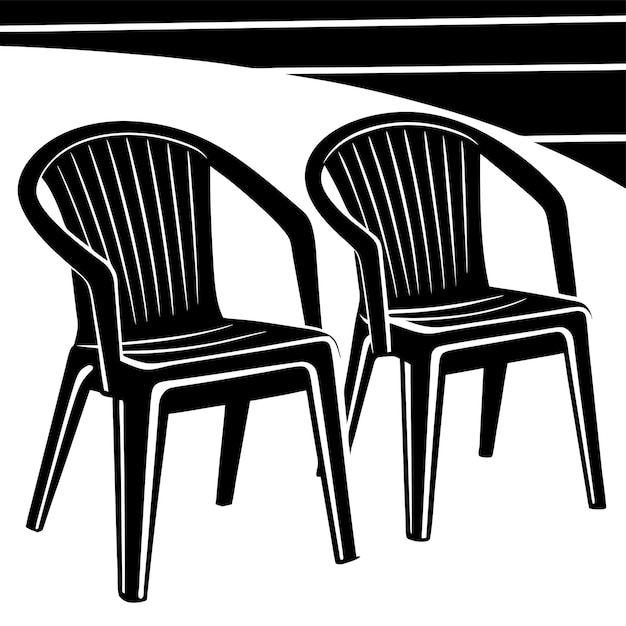 Vector two empty chairs are shown in black and white