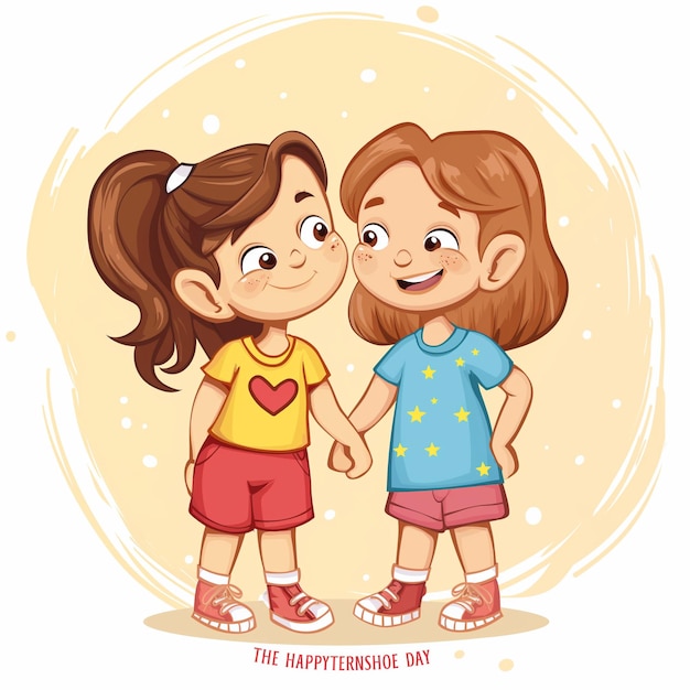 two girls holding hands and one has the words happy valentine on it friendship day