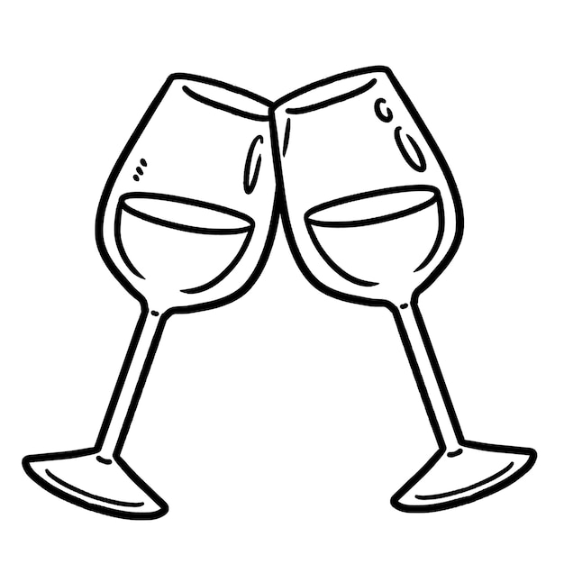 Two Glass of Wine Isolated Coloring Page for Kids