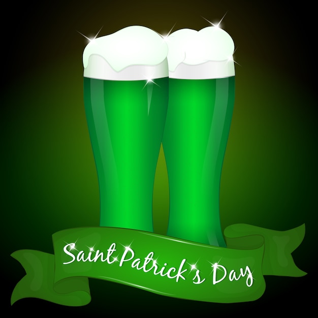 Two glasses of green beer for Saint Patrick's Day