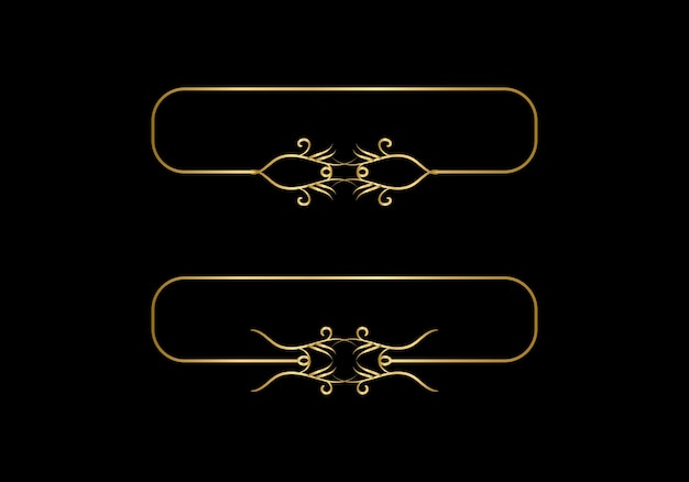 Two gold frames on a black background.