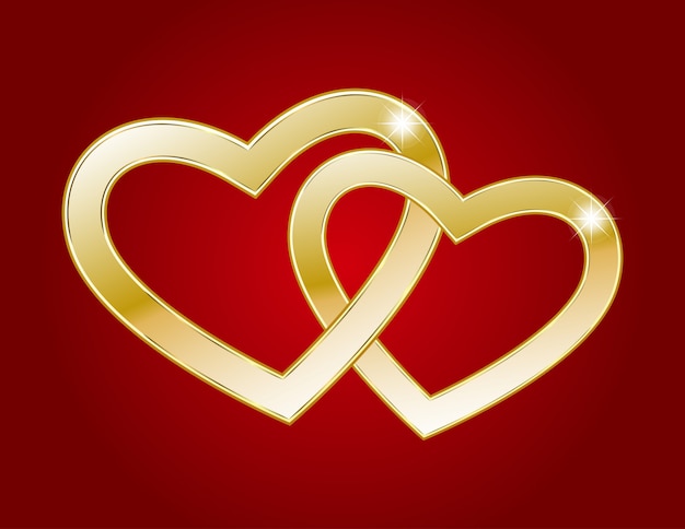 Two gold hearts