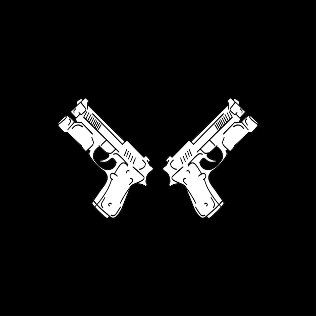 two gun hand drawn vector illustrative