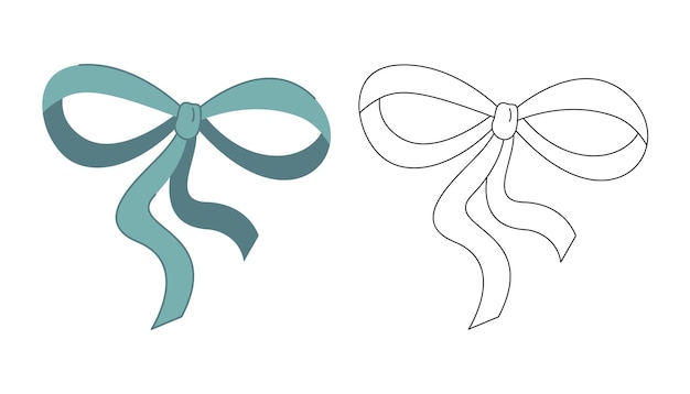 Two hair bows Colored black and white doodle vector illustration