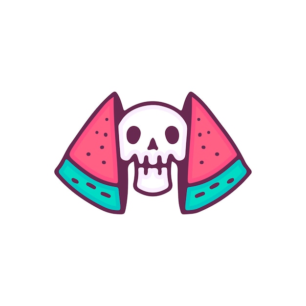 Two half of watermelon with skull inside, illustration for t-shirt, street wear, sticker.