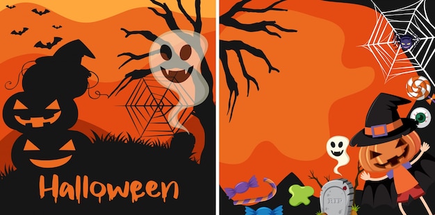 Two halloween cards with jack-o-lantern