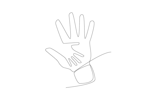 Two hands hold each other line art