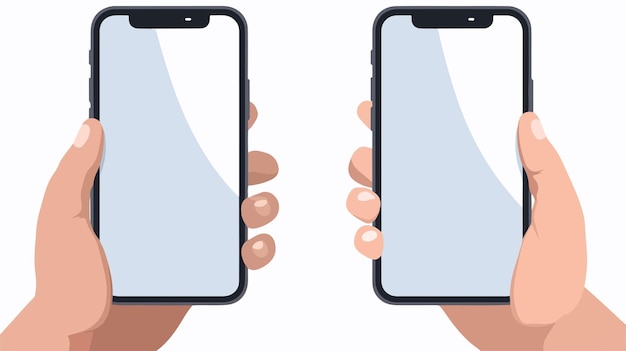 two hands holding a smart phone with one showing the screen showing the other with the other hand holding the other