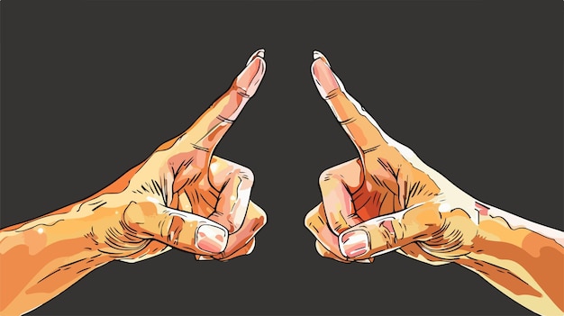 Vector two hands pointing to each other with their fingers pointing up