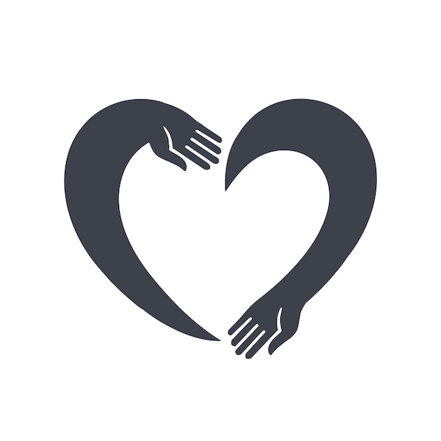 Two hands in the shape of a heart Donation idea Valentines day concept Cardiac medical Health Logotype