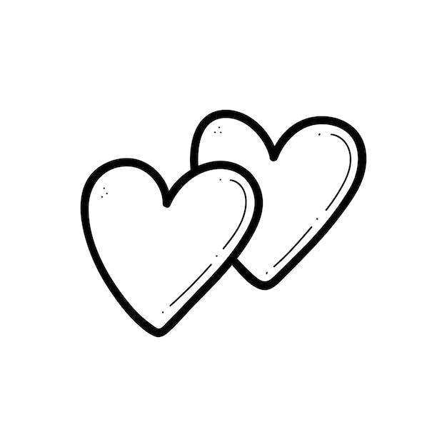 Two hearts couple vector hand drawn illustration Love heart doodle