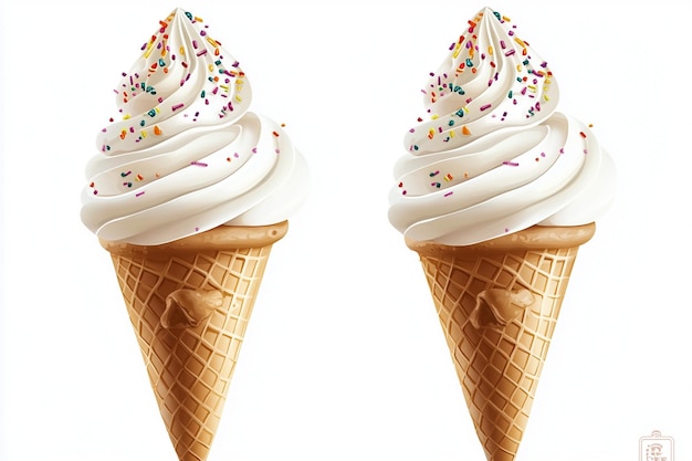 Vector two ice cream cones with the words quot ice cream quot on them