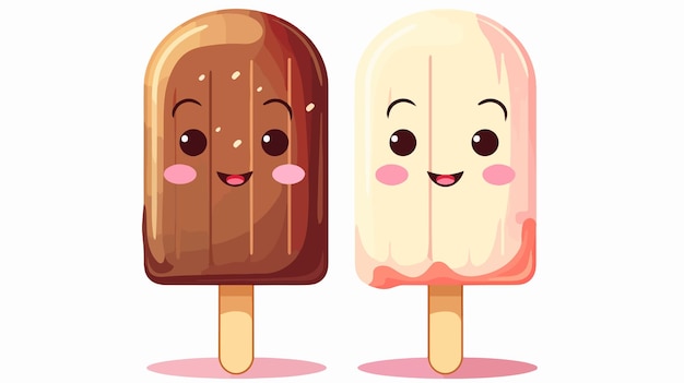 two ice creams with faces and faces on them