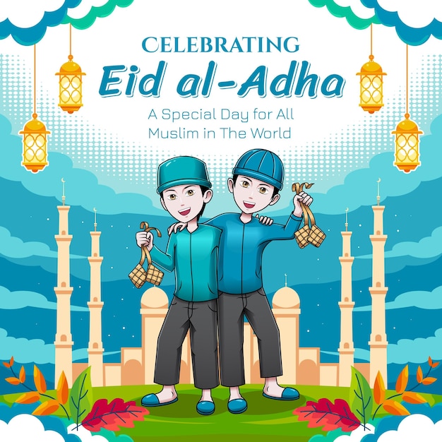 Two Kid Celebrating Eid al Adha