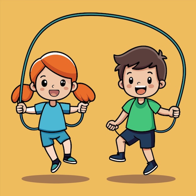 Vector two kids playing with a rope that says quot the boy is on the right quot