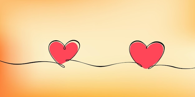 Two lined heart shapes illustration