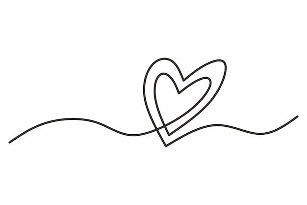 Two linked heart continuous one line drawing Double heart hand drawn black and white vector