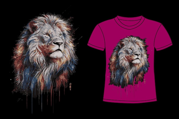 Vector two lion heads are displayed on a t shirt