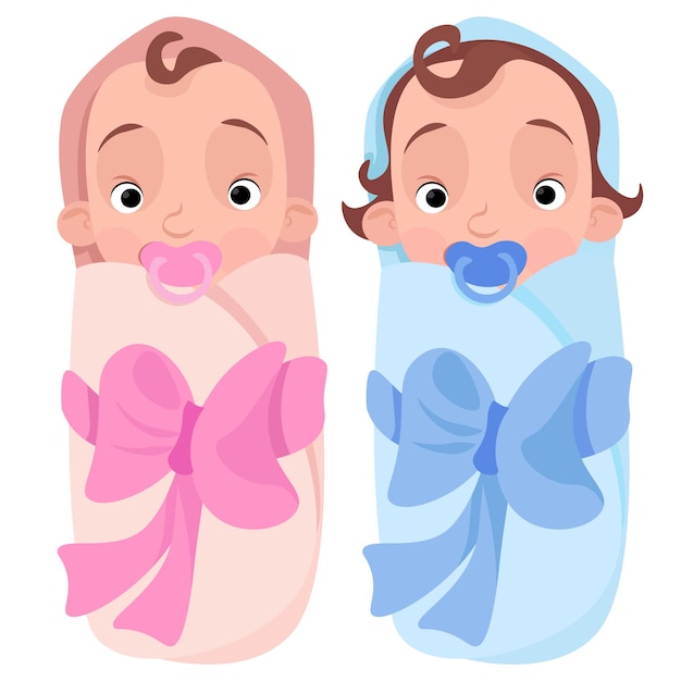 Two little babies newborn boy and girl