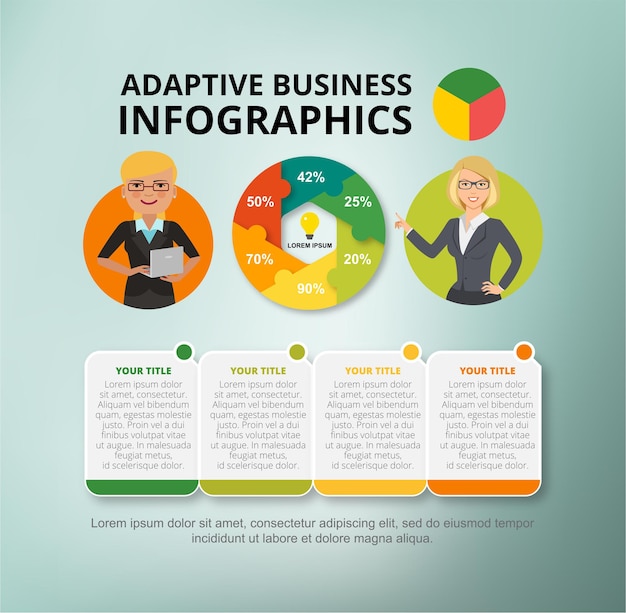 Two managers percentage chart template for presentation business data visualization