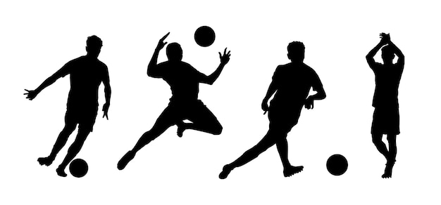 Vector two men playing soccer against a white background