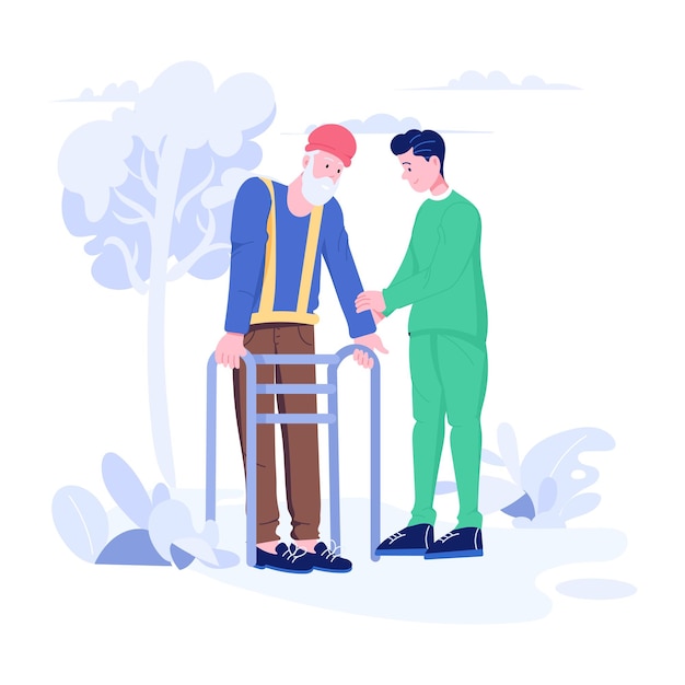 Vector two men shaking hands in the snow with a man in a green outfit