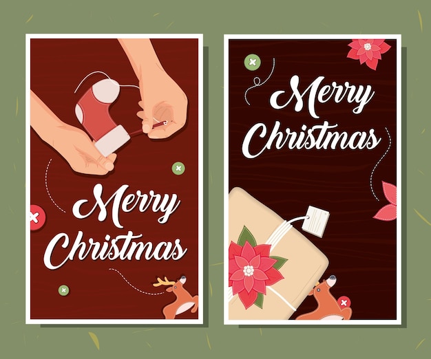 Two merry christmas cards