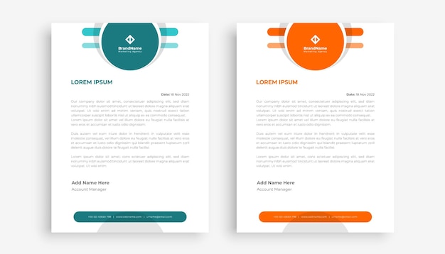 Two modern letterhead template design for business identity