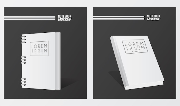 Two notebooks mockup color white.